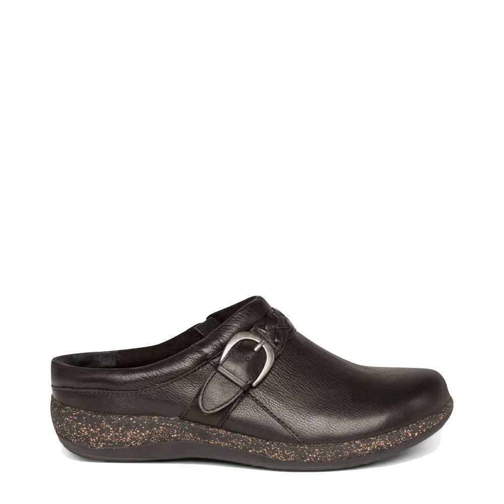 Aetrex Sabot en Cuir Libby pour Femme en Noir
