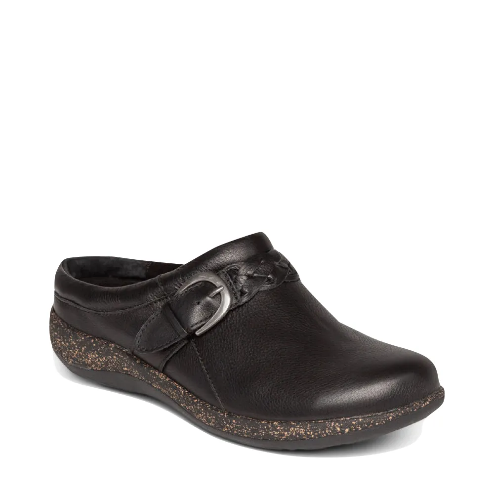 Aetrex Sabot en Cuir Libby pour Femme en Noir