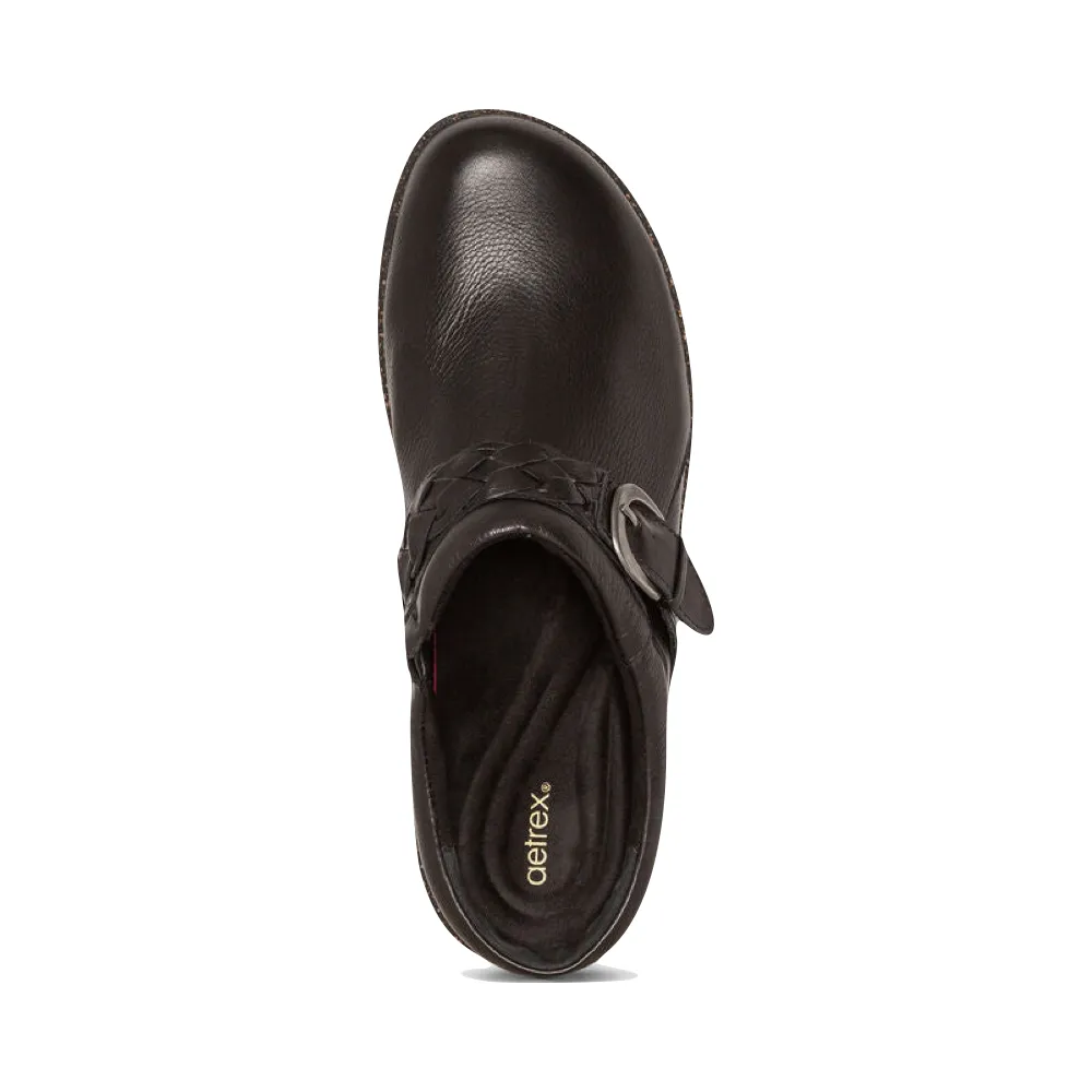 Aetrex Sabot en Cuir Libby pour Femme en Noir