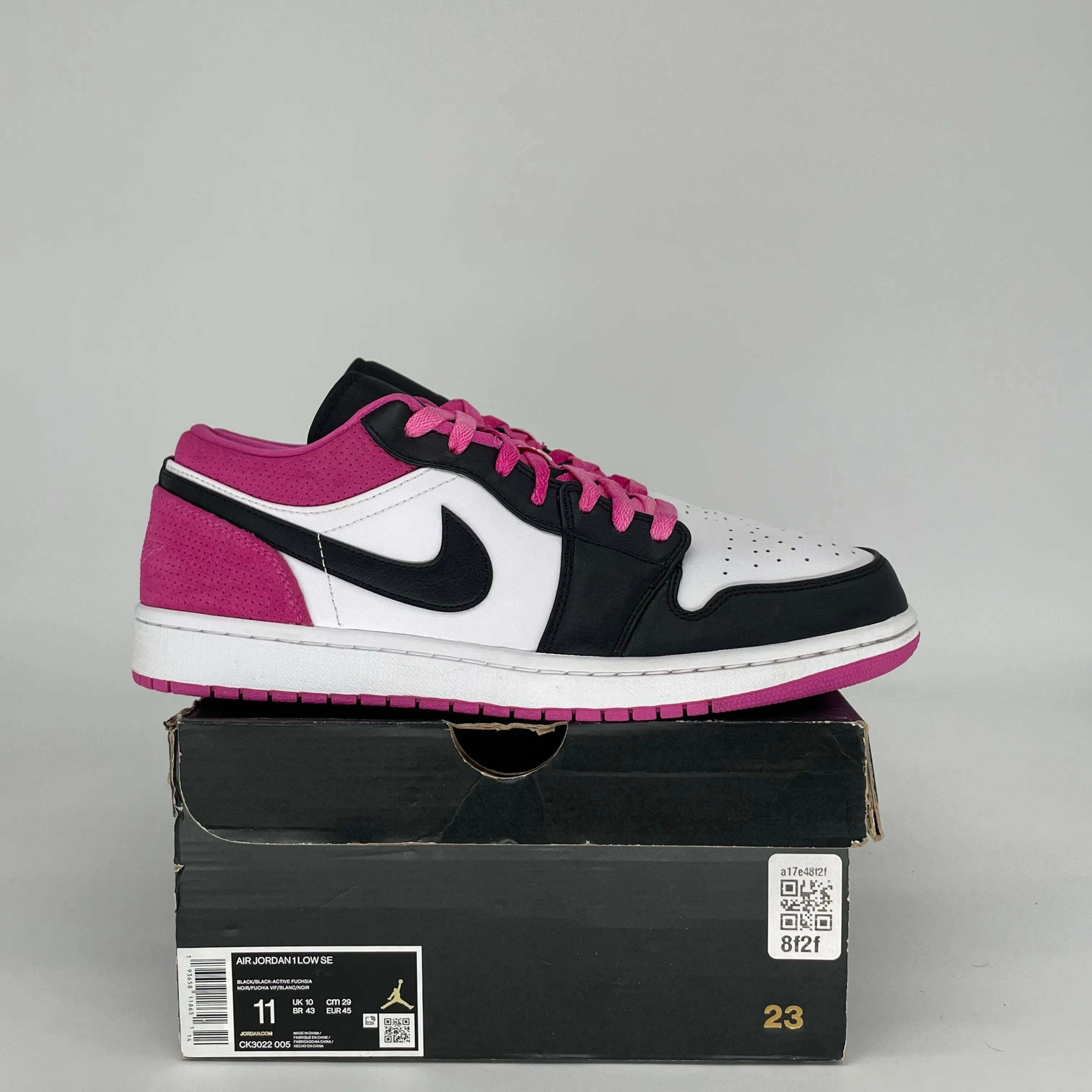AIR JORDAN 1 LOW NOIR FUCHSIA VIF TAILLE 11 CK3022-005