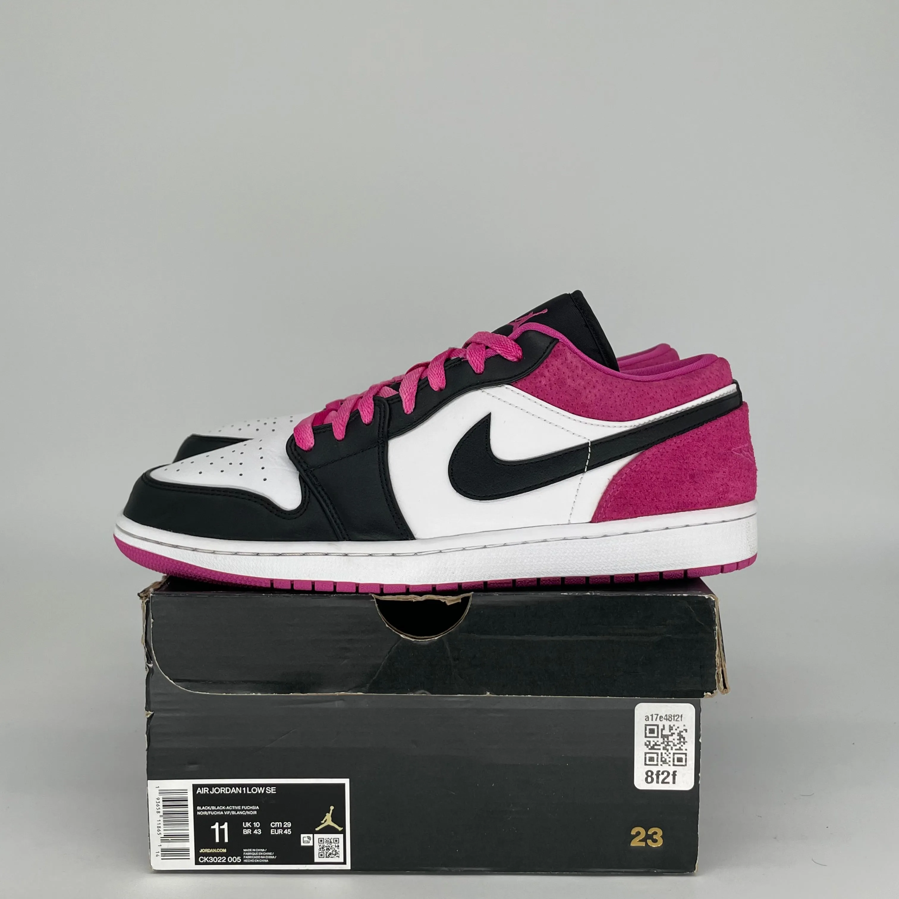 AIR JORDAN 1 LOW NOIR FUCHSIA VIF TAILLE 11 CK3022-005