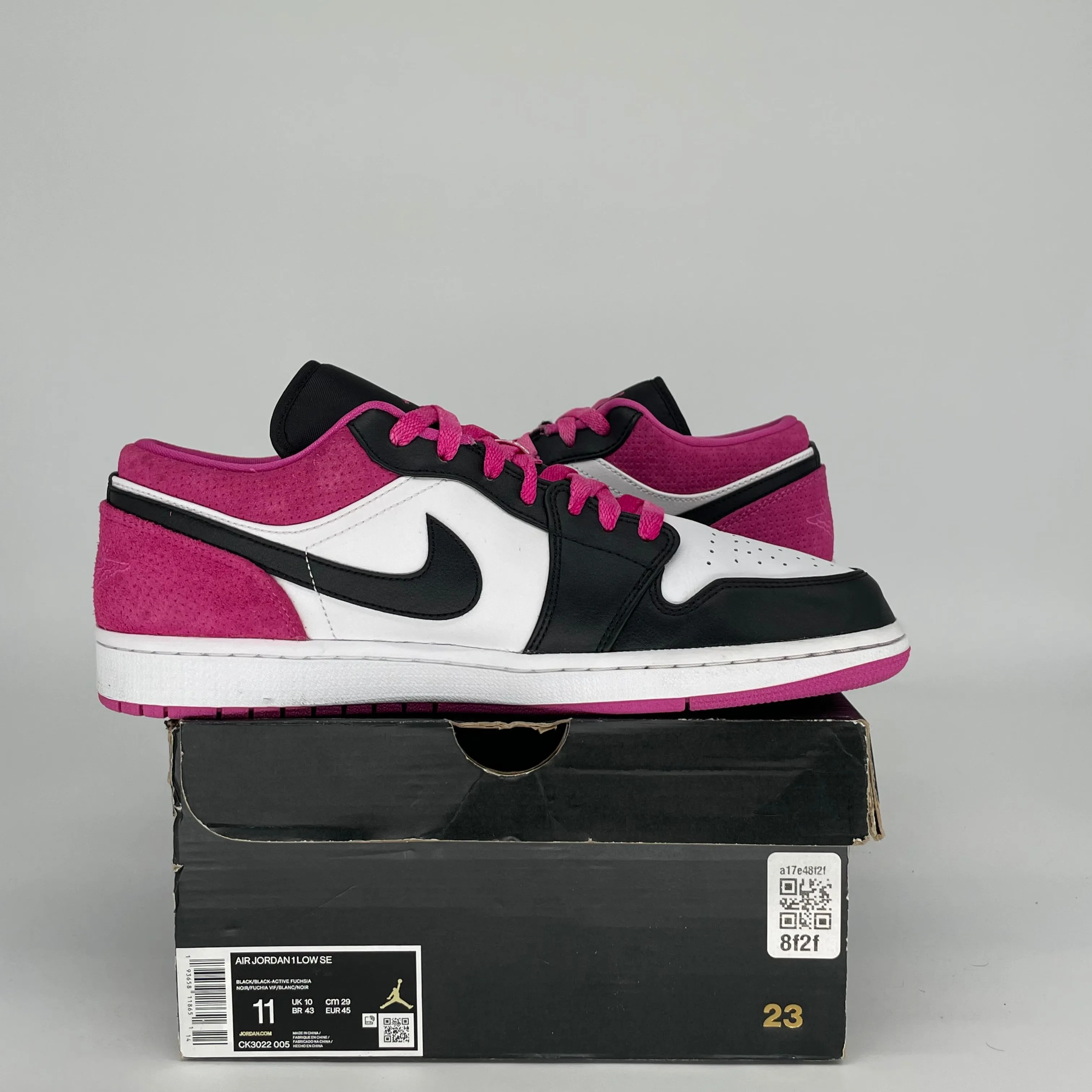 AIR JORDAN 1 LOW NOIR FUCHSIA VIF TAILLE 11 CK3022-005