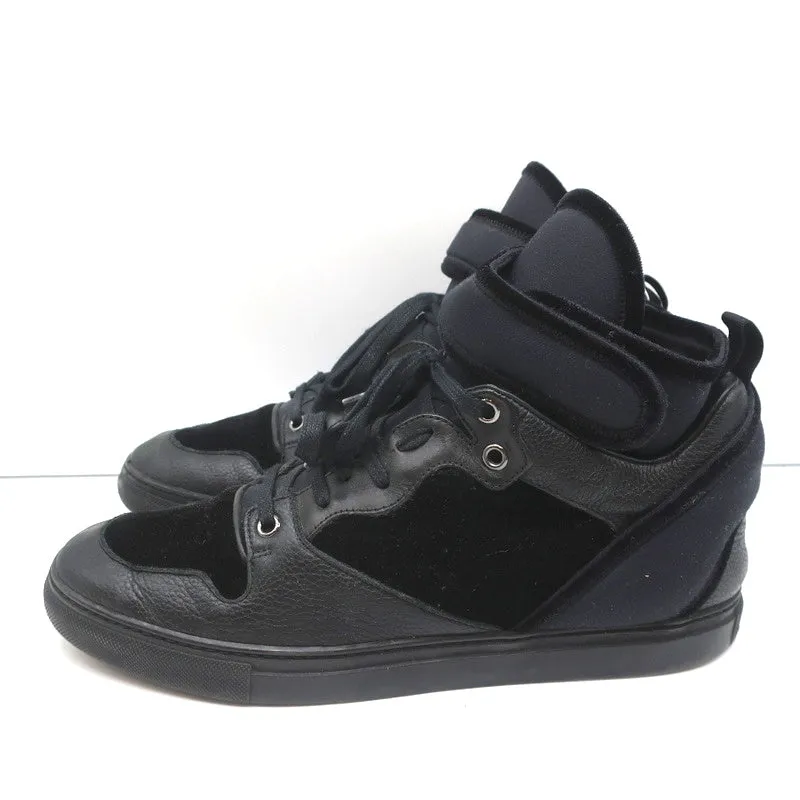 Balenciaga Sneakers Hautes en Cuir Noir & Velours Taille 40
