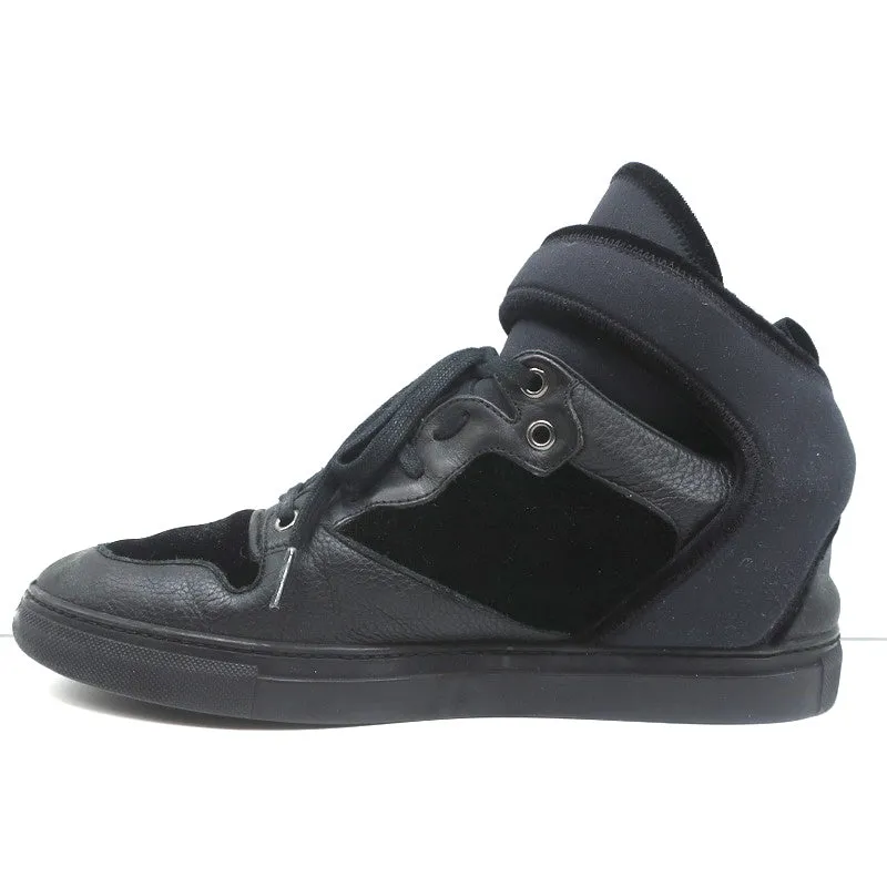 Balenciaga Sneakers Hautes en Cuir Noir & Velours Taille 40