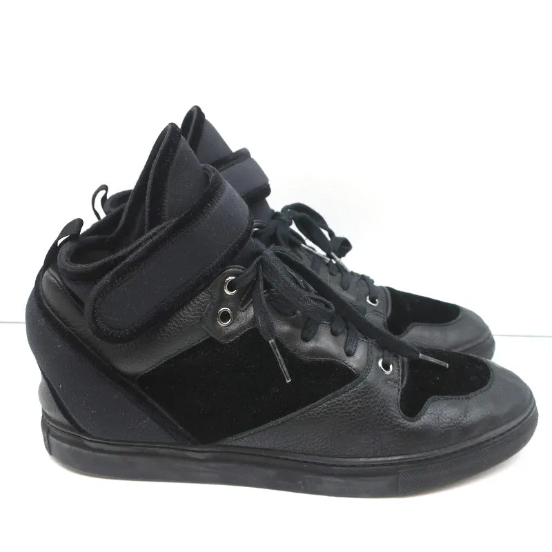 Balenciaga Sneakers Hautes en Cuir Noir & Velours Taille 40