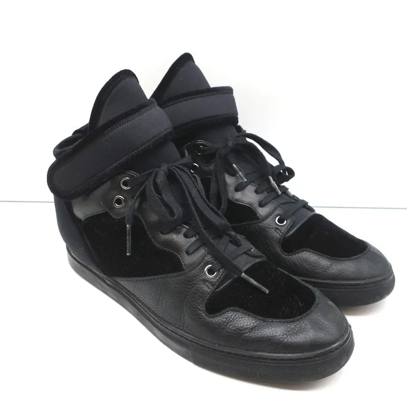 Balenciaga Sneakers Hautes en Cuir Noir & Velours Taille 40