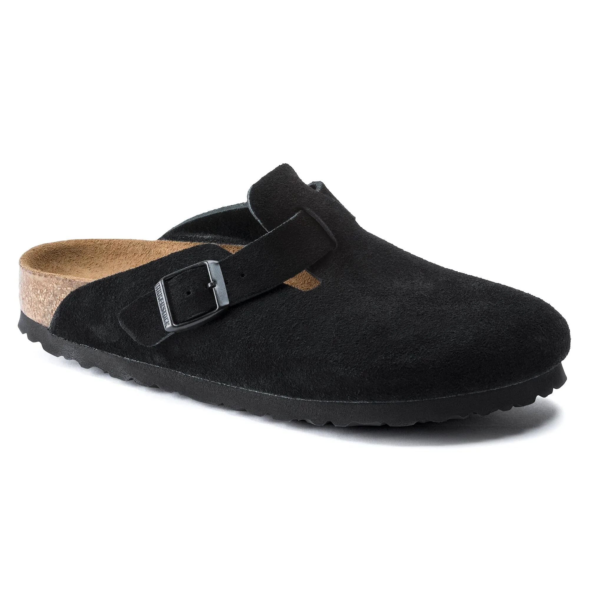 BIRKENSTOCK BOSTON SOFT FOOTBED EN DAIM UNISEX TAILLE MOYENNE ET LARGE