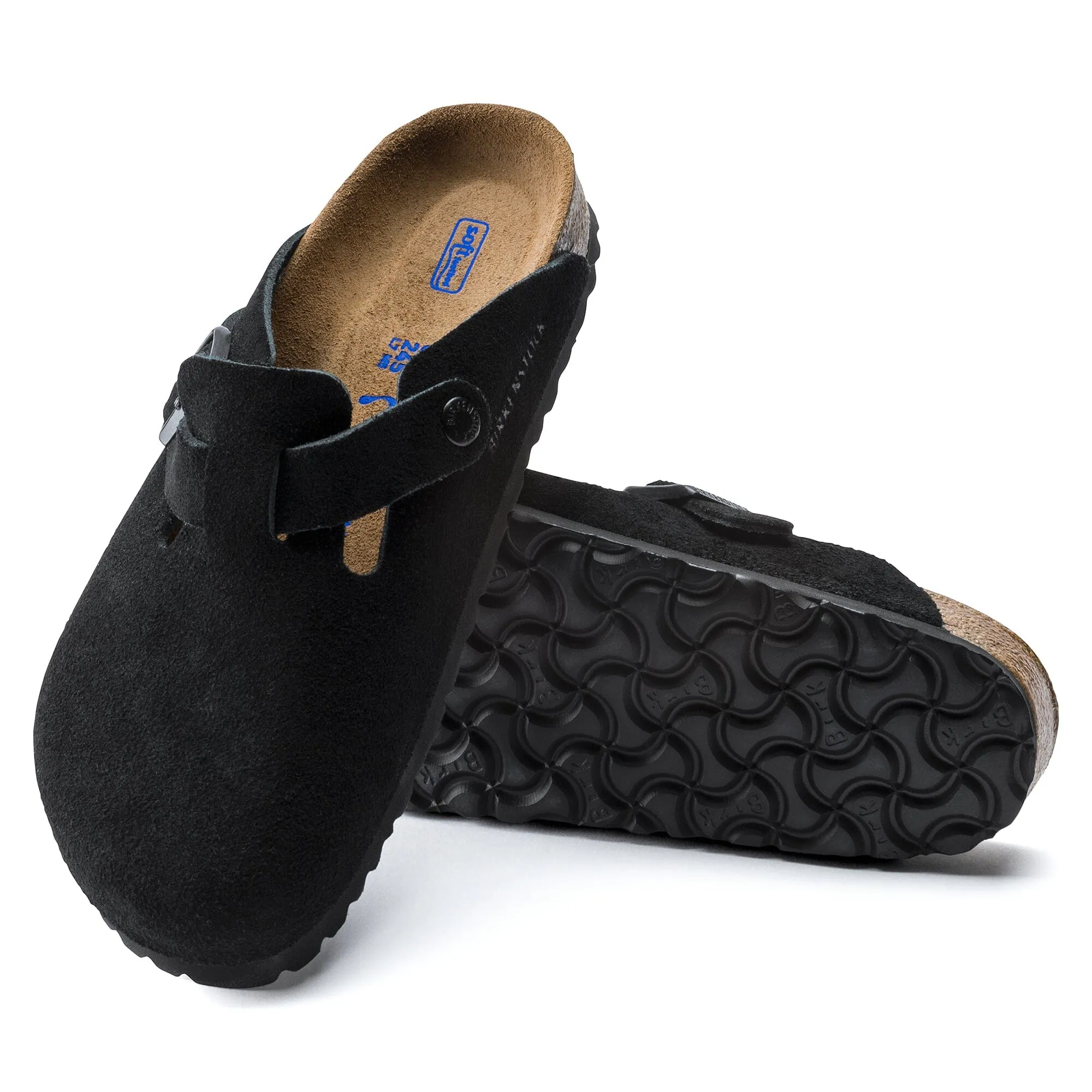 BIRKENSTOCK BOSTON SOFT FOOTBED EN DAIM UNISEX TAILLE MOYENNE ET LARGE