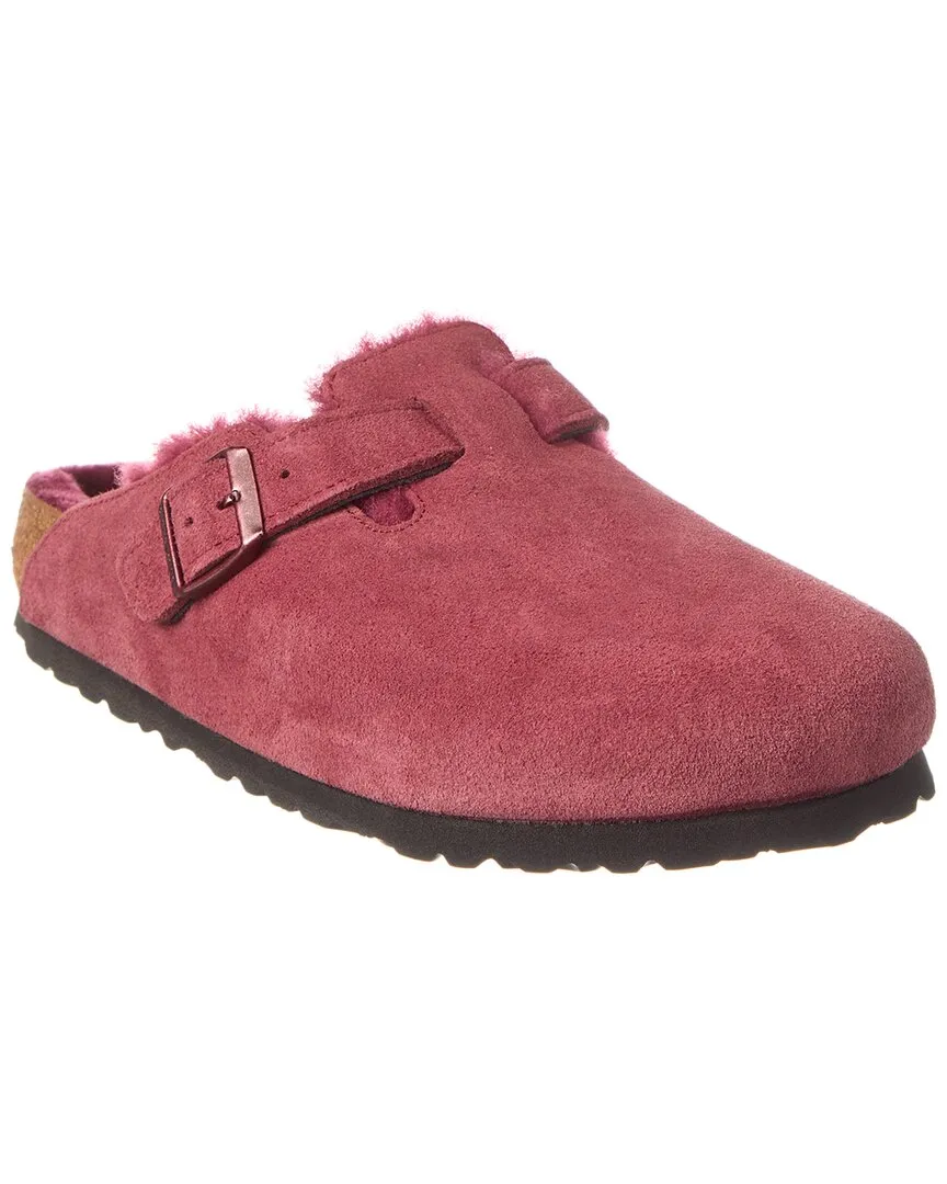 Birkenstock Boston VL Clogue en Daim et à Doublure en Mouton