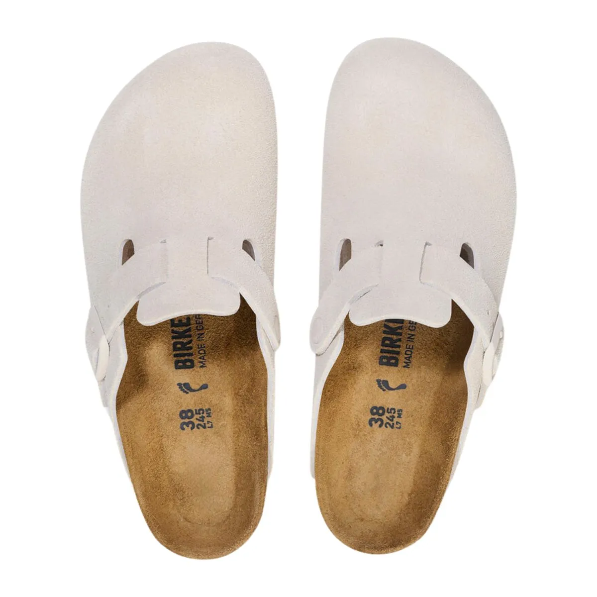 Birkenstock Femme Boston Suède Blanc Antique Semelle Souple