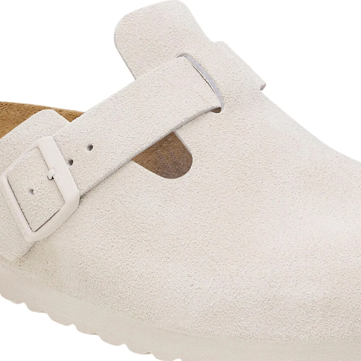 Birkenstock Femme Boston Suède Blanc Antique Semelle Souple