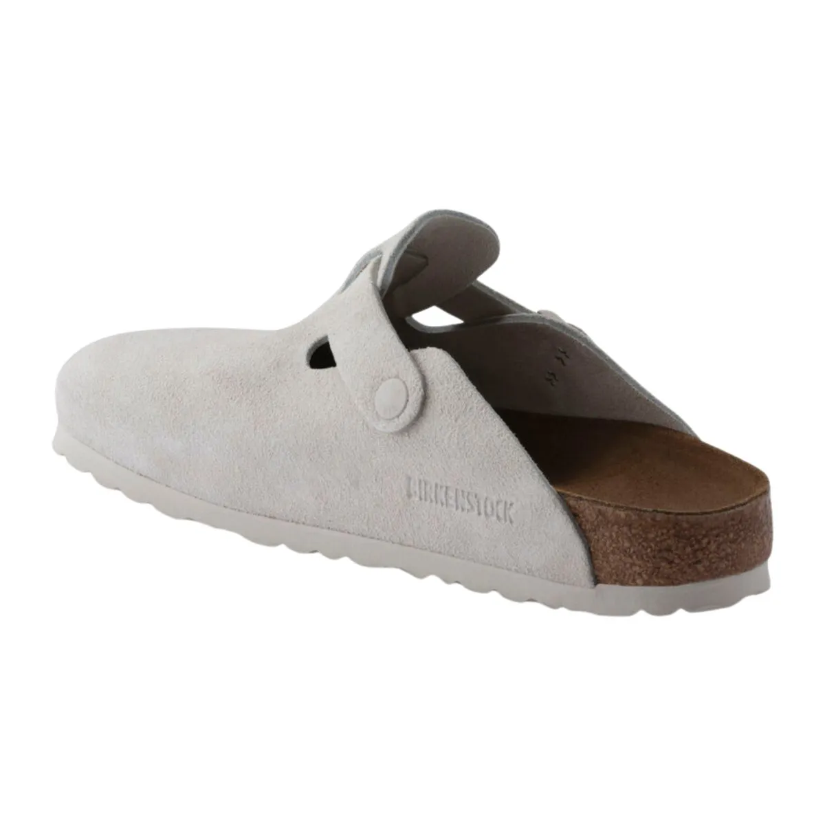 Birkenstock Femme Boston Suède Blanc Antique Semelle Souple