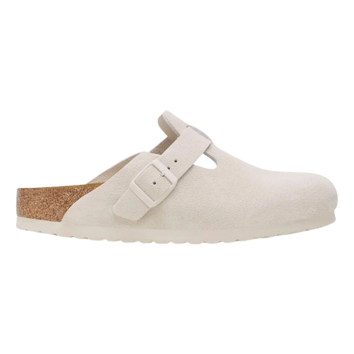 Birkenstock Femme Boston Suède Blanc Antique Semelle Souple