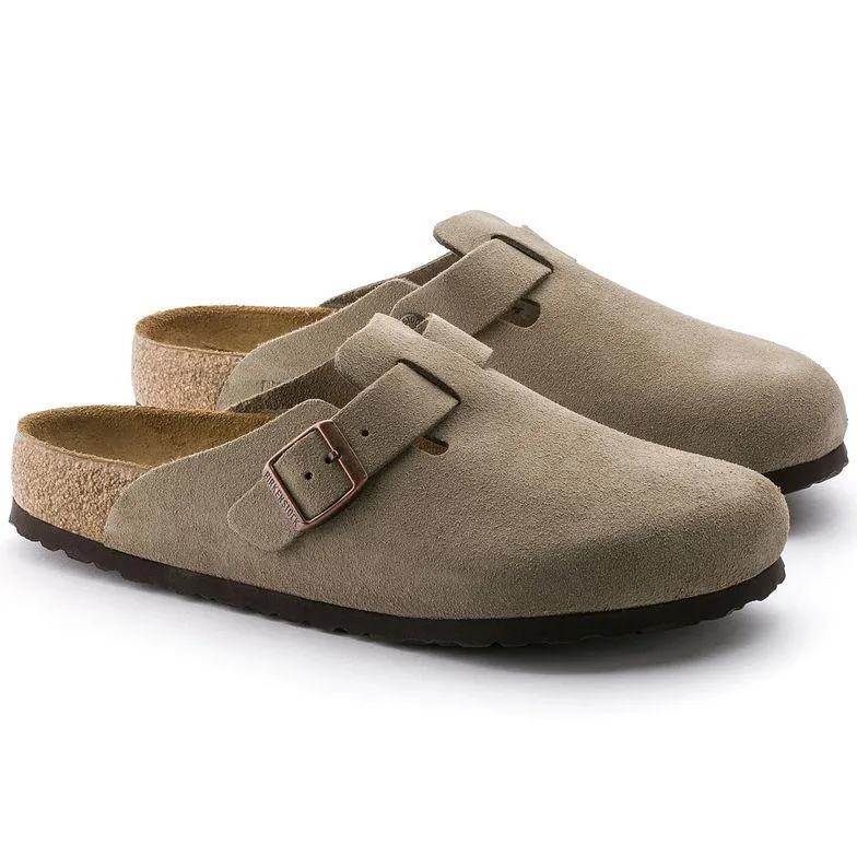 Birkenstock Femme Boston Semelle Douce Suède Taupe