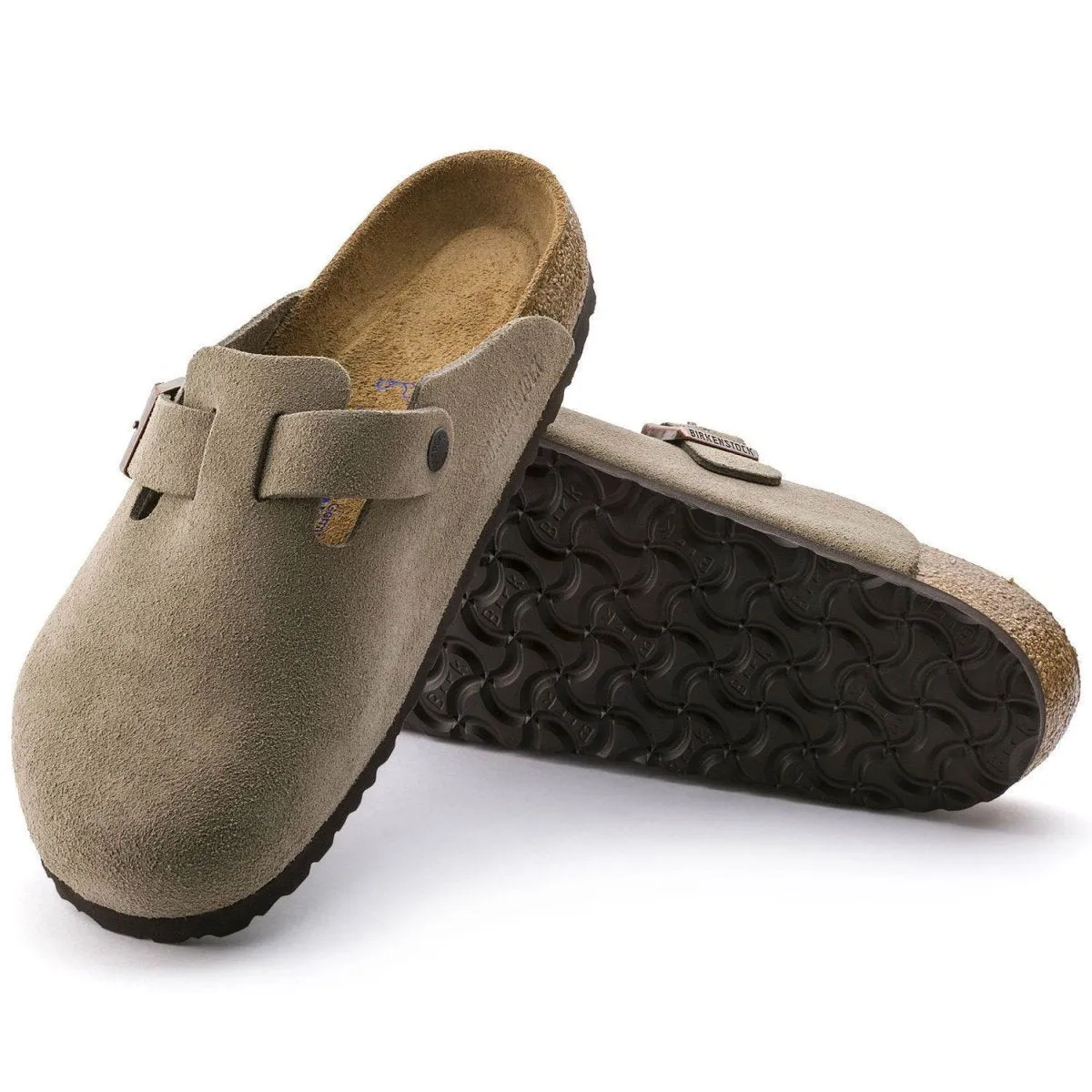 Birkenstock Femme Boston Semelle Douce Suède Taupe