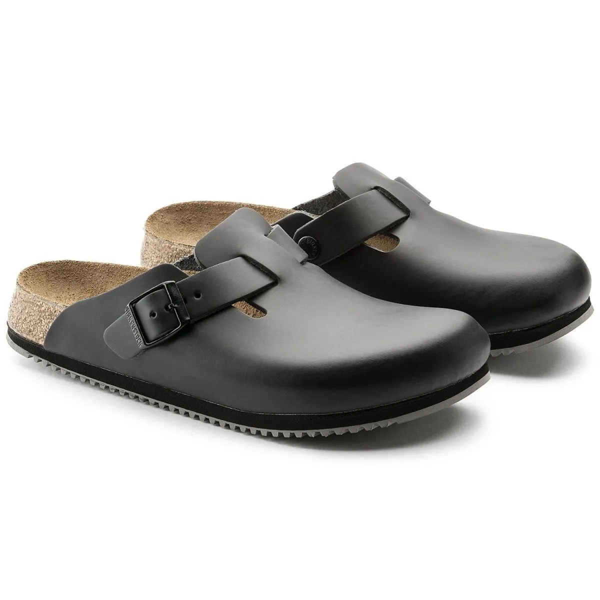 Birkenstock Femme Boston Super Grip Cuir Noir
