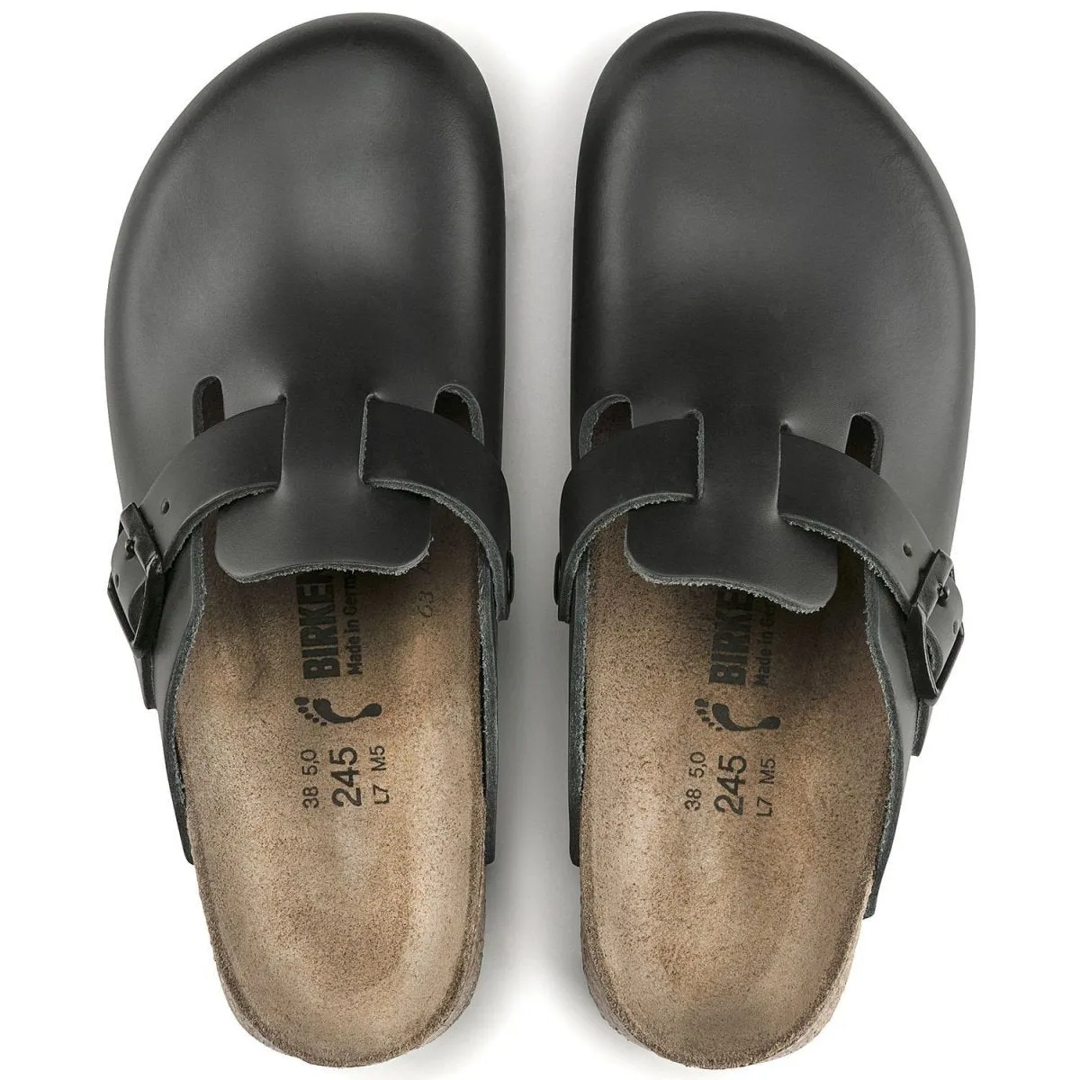 Birkenstock Femme Boston Super Grip Cuir Noir