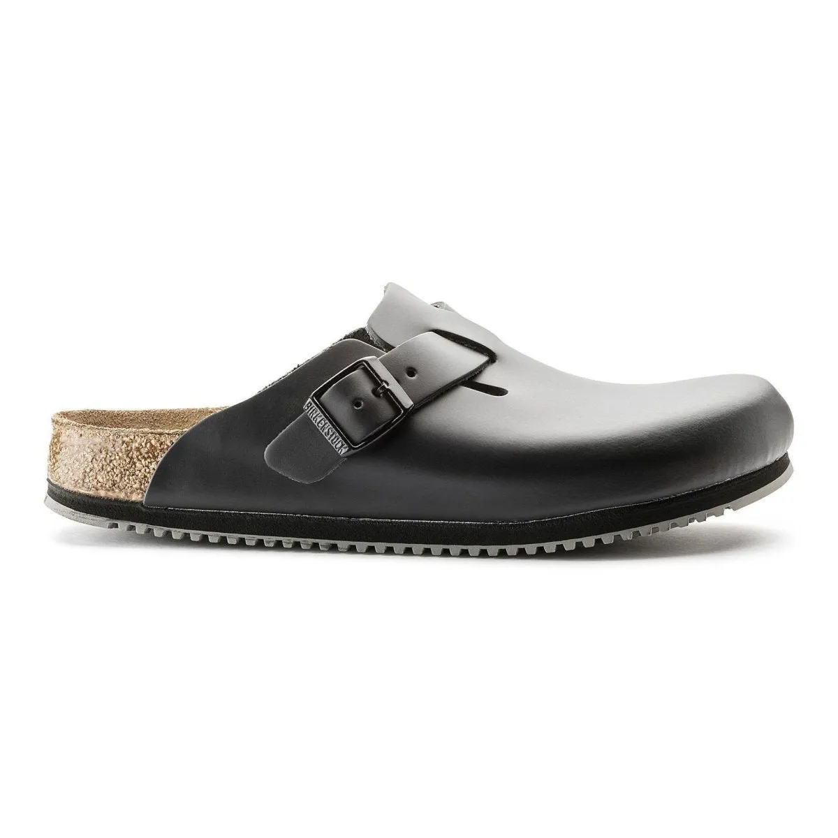 Birkenstock Femme Boston Super Grip Cuir Noir