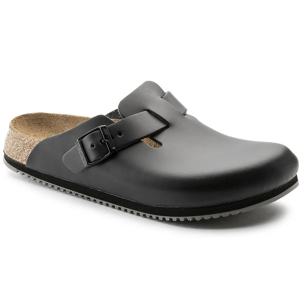 Birkenstock Femme Boston Super Grip Cuir Noir