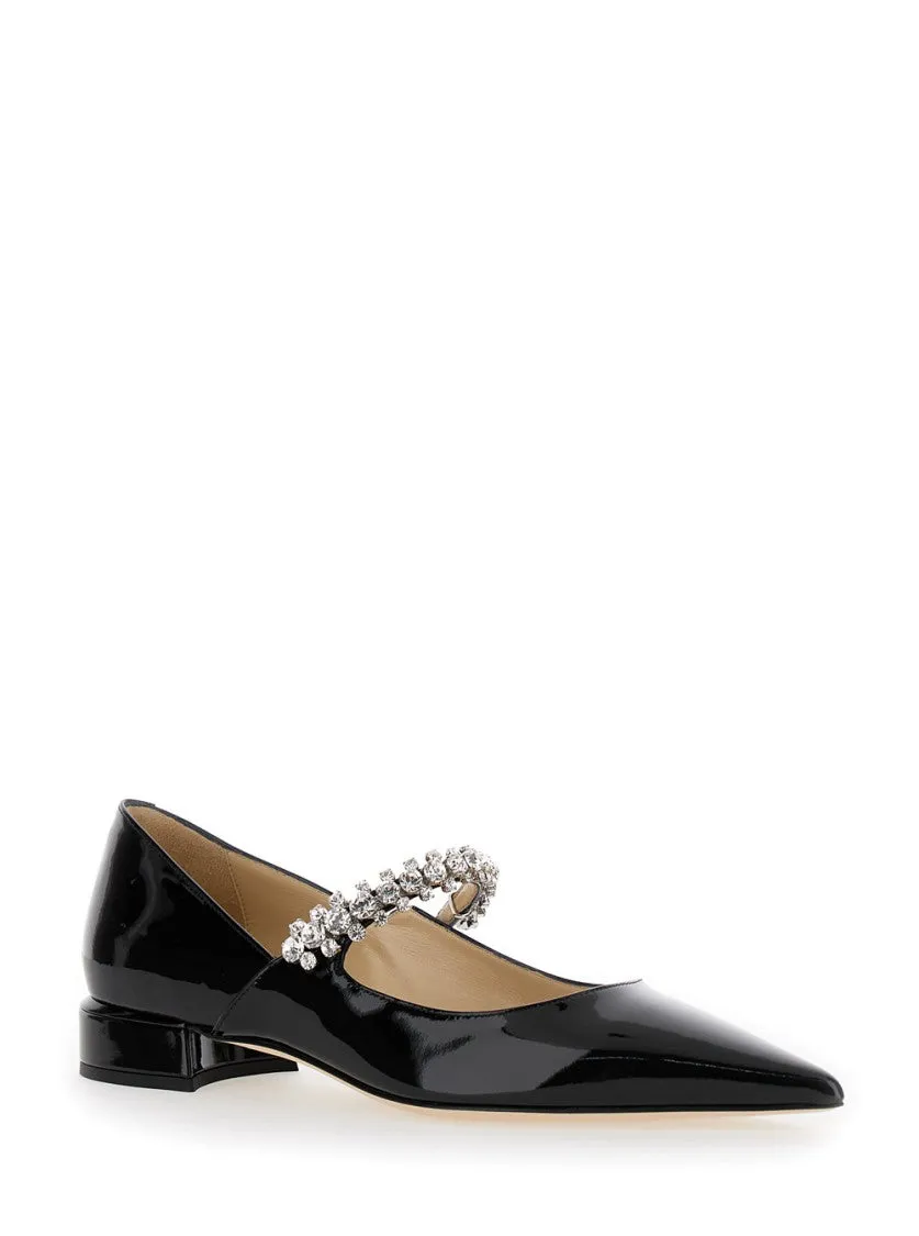 Escarpins Ballerines en Cuir Verni Noir Jimmy-Choo