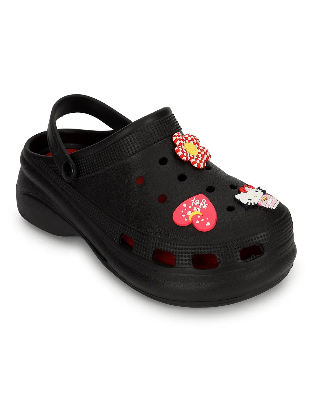 Clogs élégants noirs à enfiler pour femmes (TC-LCLOG5-BLK)