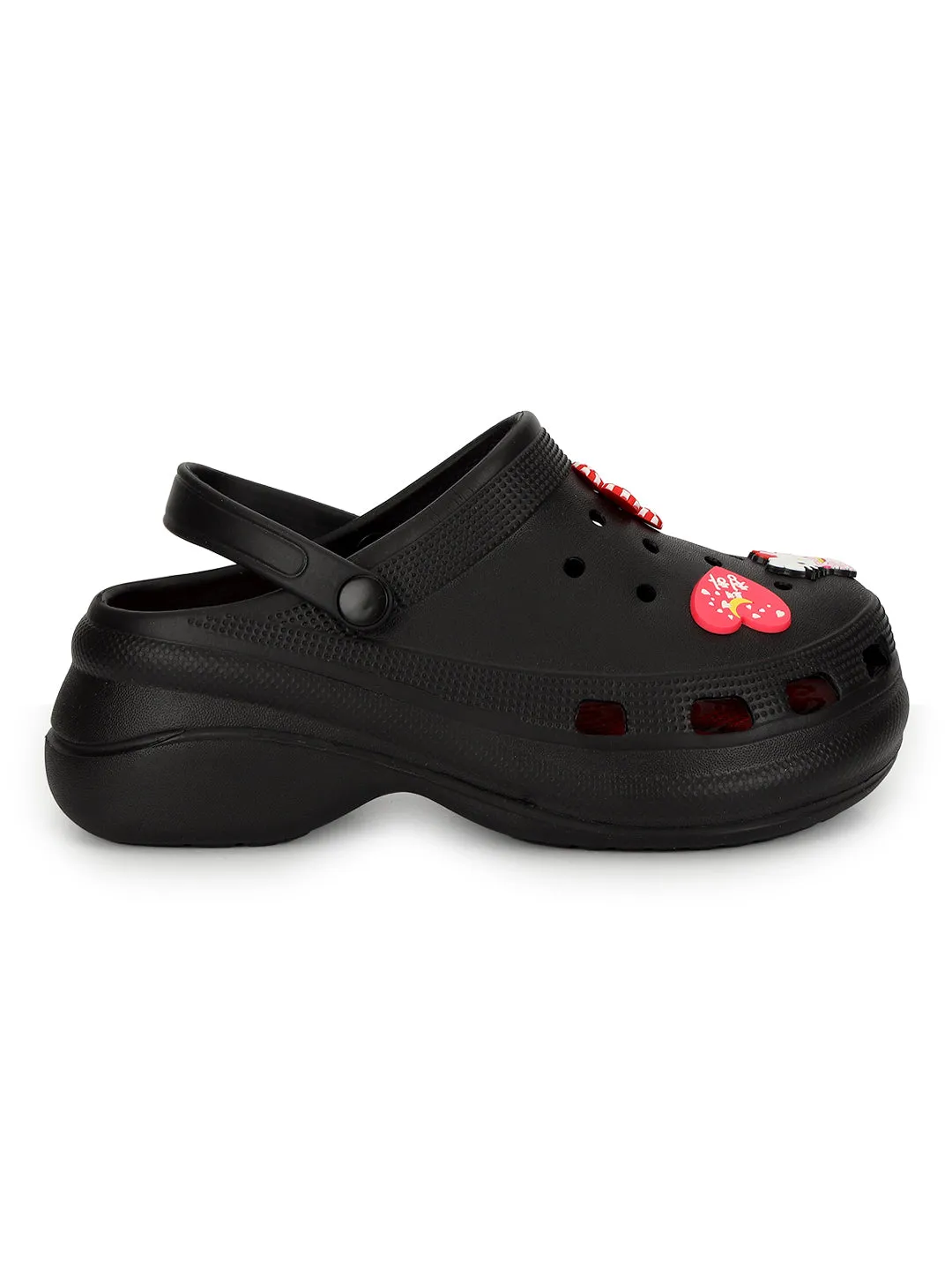 Clogs élégants noirs à enfiler pour femmes (TC-LCLOG5-BLK)