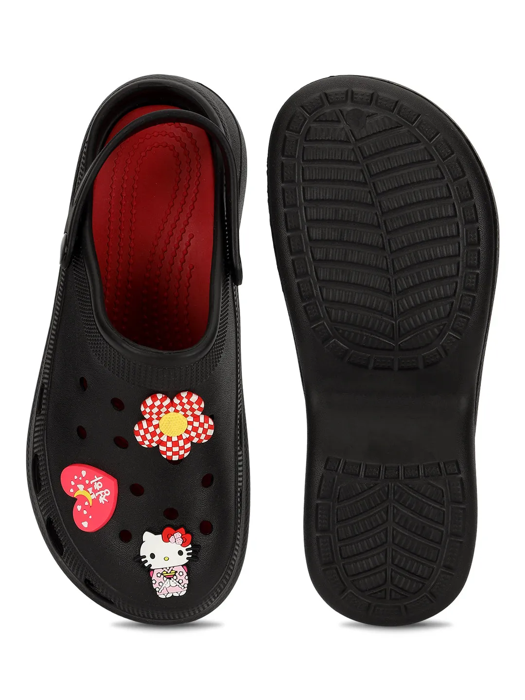 Clogs élégants noirs à enfiler pour femmes (TC-LCLOG5-BLK)