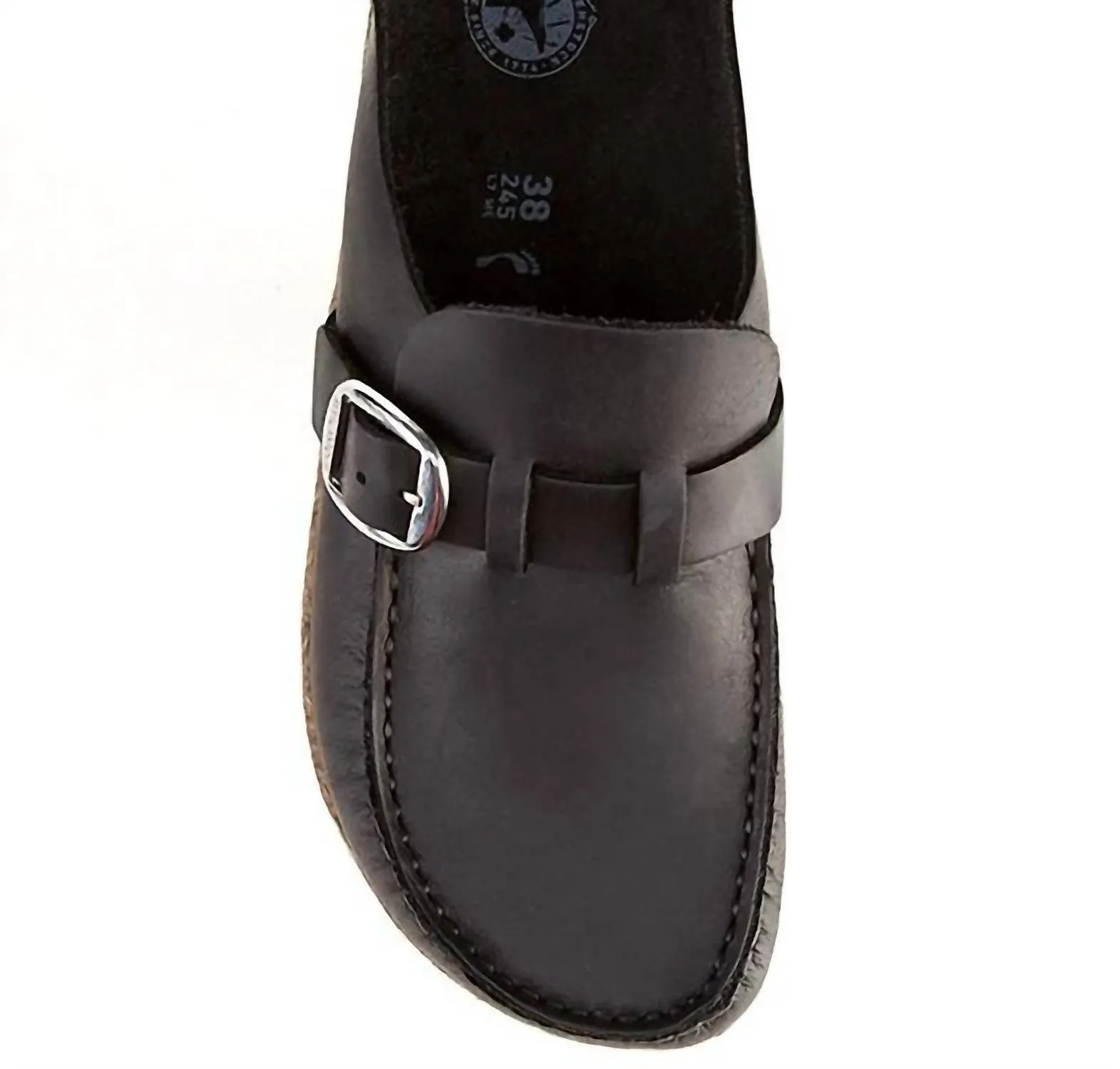 Clogs Buckley en cuir huilé - Coupe régulière/large en noir