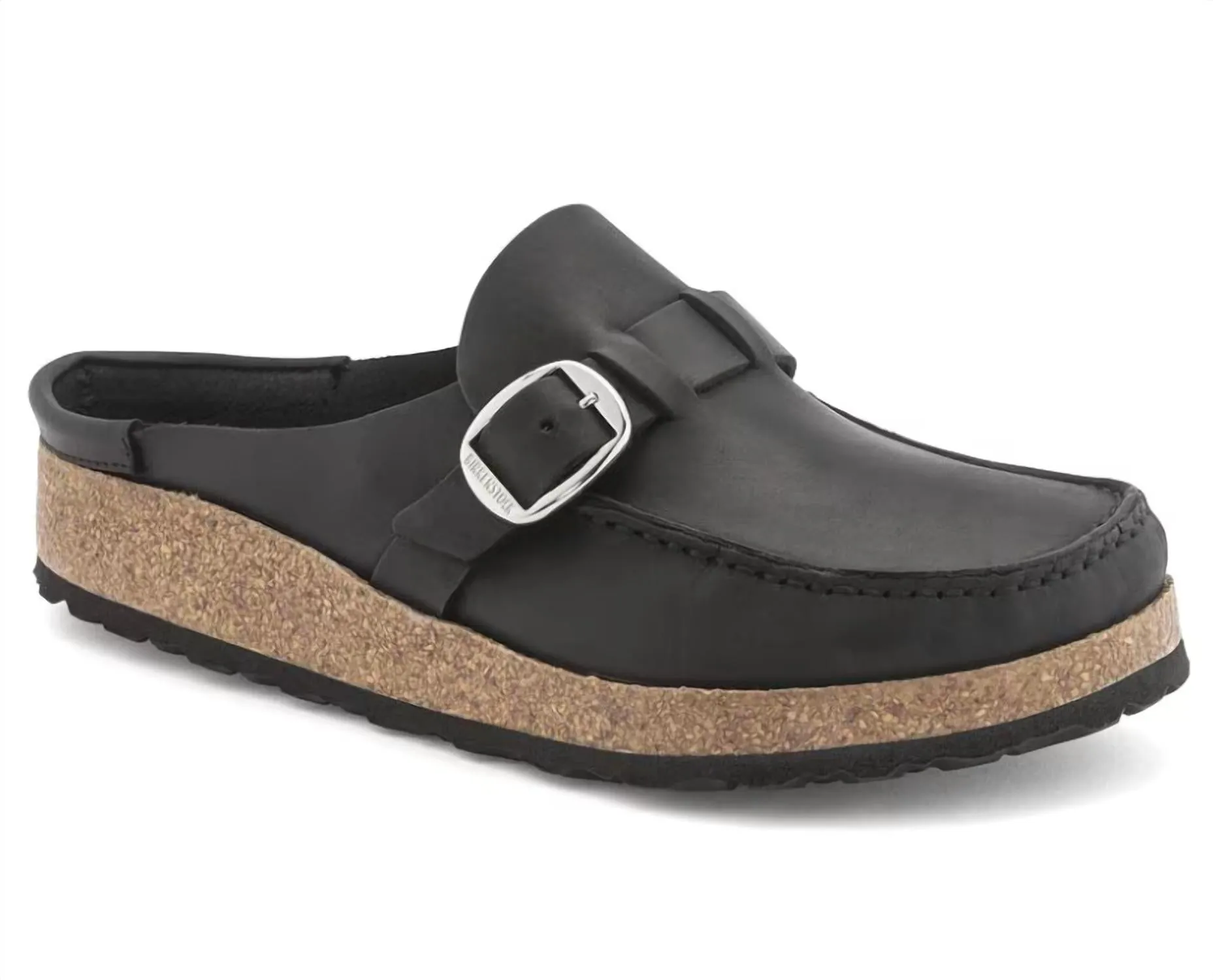Clogs Buckley en cuir huilé - Coupe régulière/large en noir