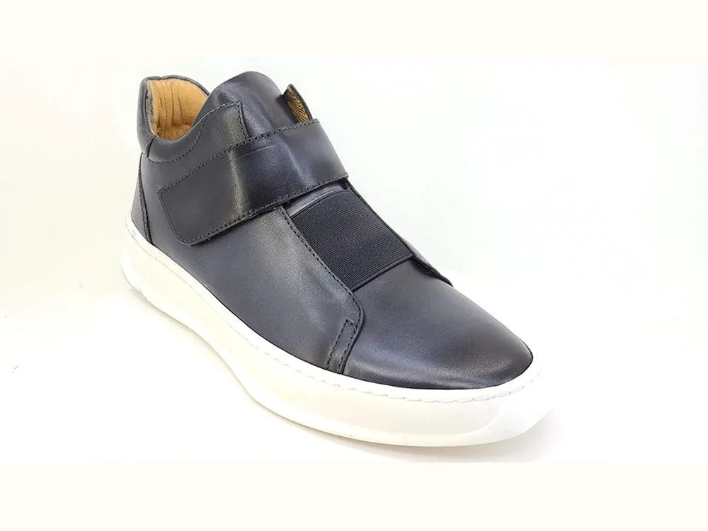 Basket Montante en Peau de Veau Gris