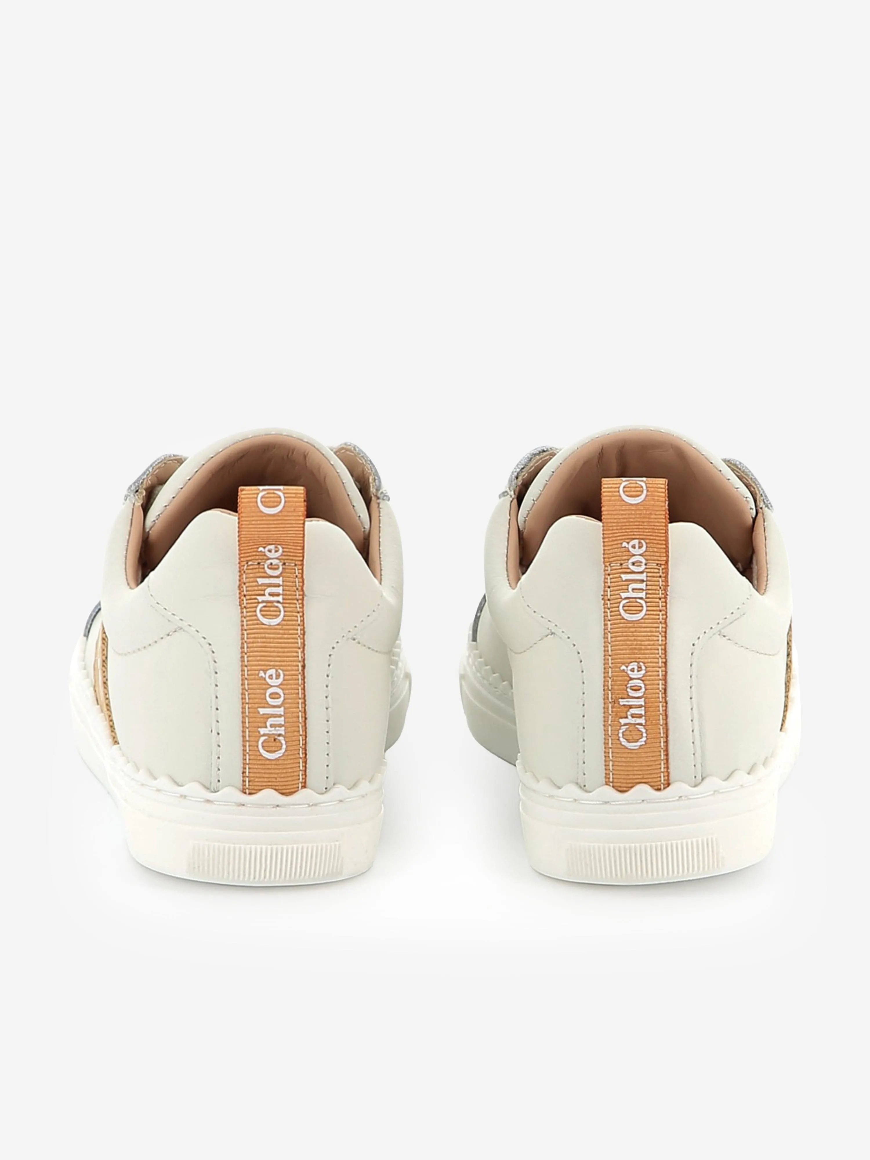 Chloé Baskets en cuir à logo pour filles en beige