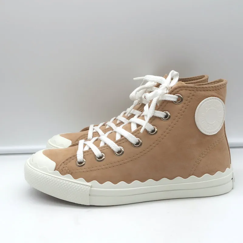 Chloe Kyle Sneakers Hautes en Suédine Beige Taille 36 NEUVE