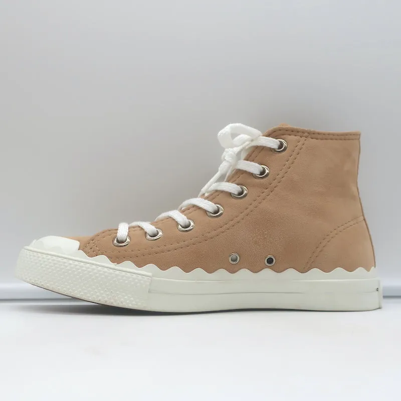 Chloe Kyle Sneakers Hautes en Suédine Beige Taille 36 NEUVE