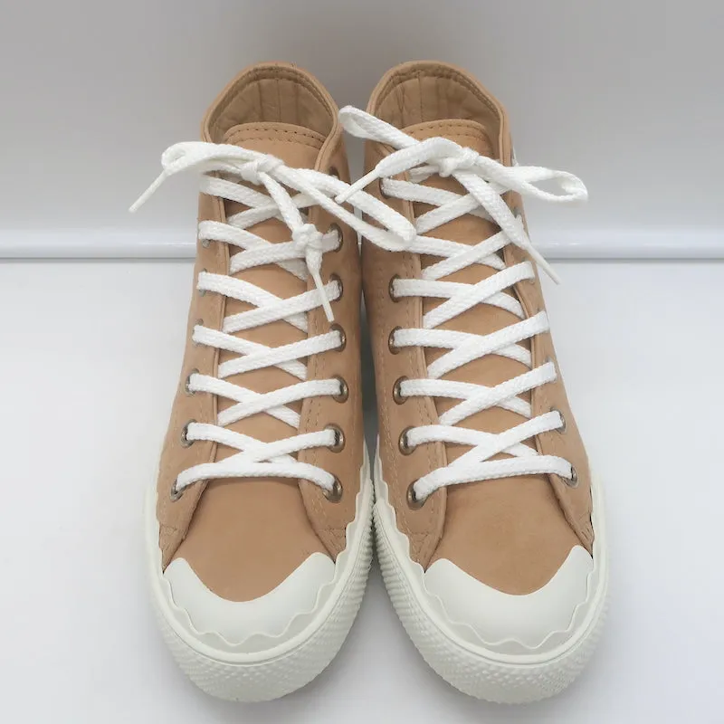 Chloe Kyle Sneakers Hautes en Suédine Beige Taille 36 NEUVE