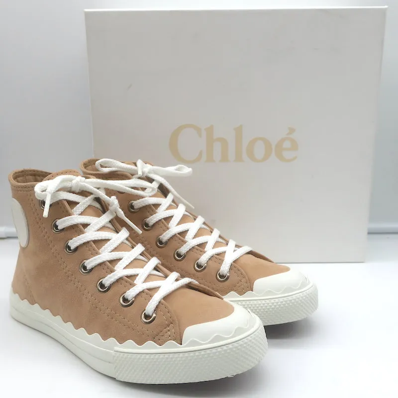 Chloe Kyle Sneakers Hautes en Suédine Beige Taille 36 NEUVE