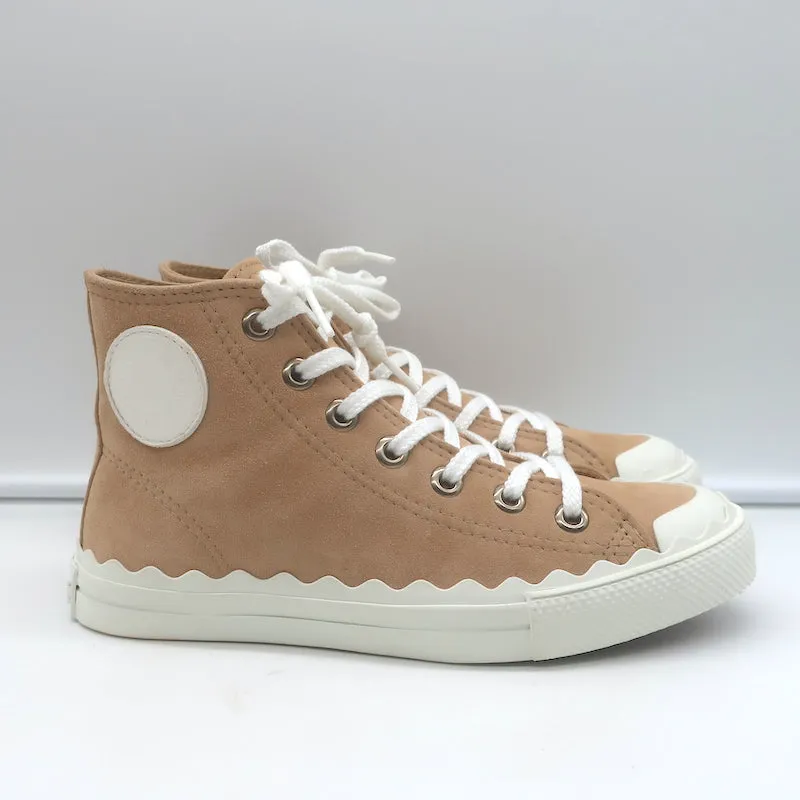 Chloe Kyle Sneakers Hautes en Suédine Beige Taille 36 NEUVE