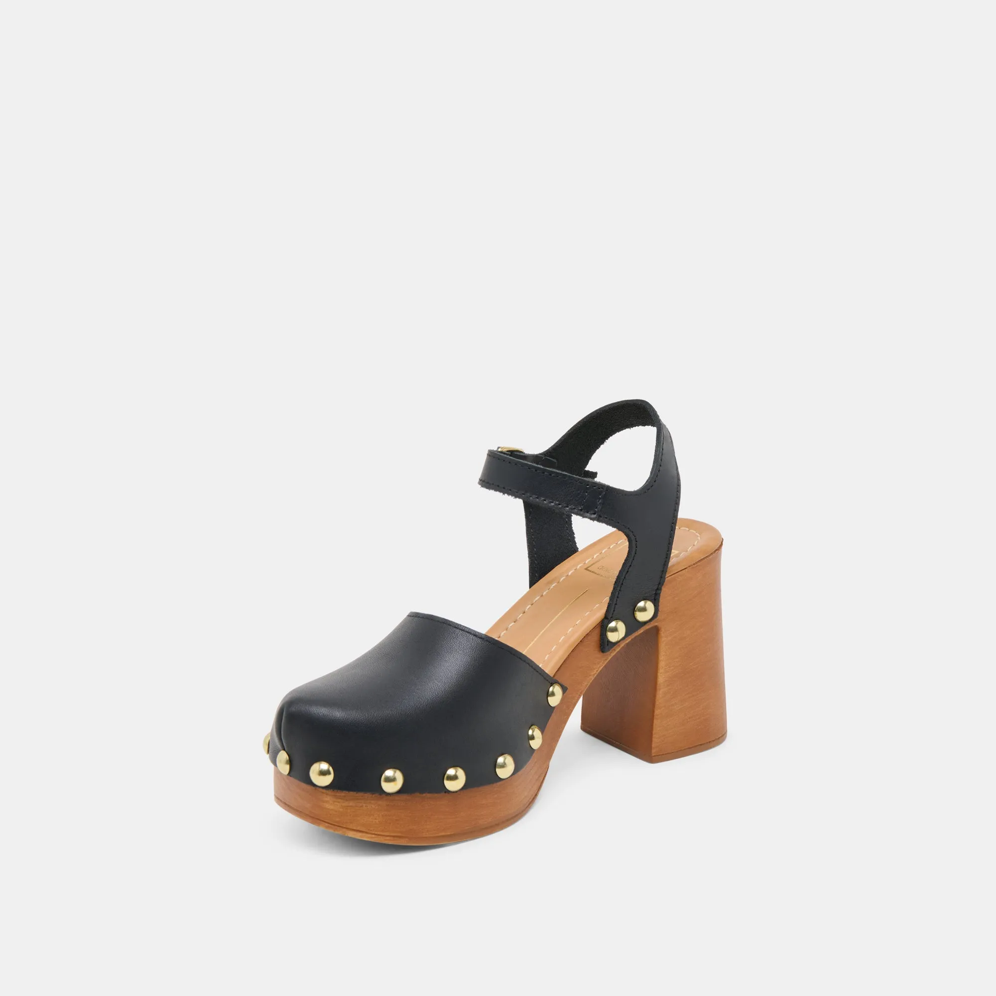 TALONS TRÈFLE EN CUIR NOIR
