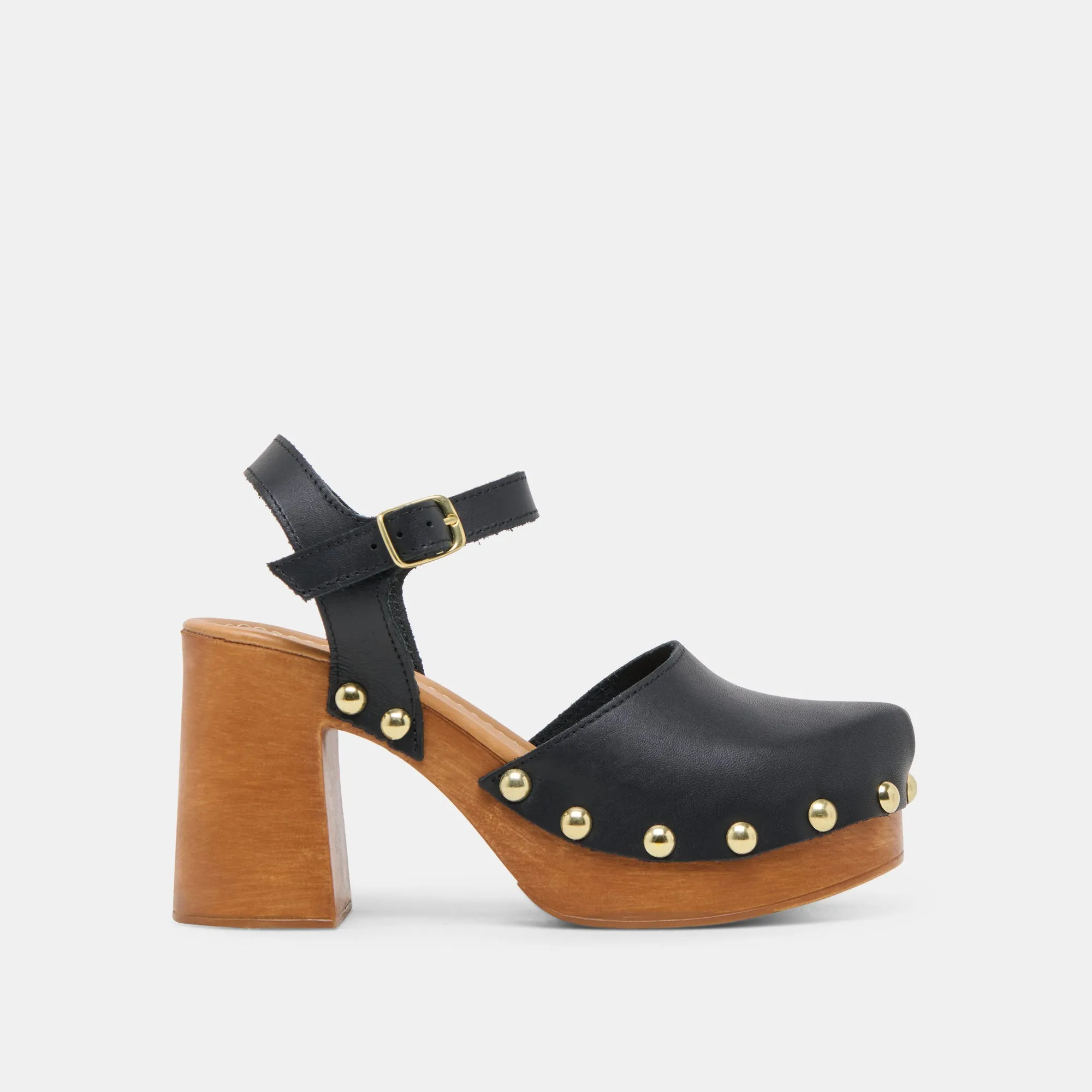 TALONS TRÈFLE EN CUIR NOIR