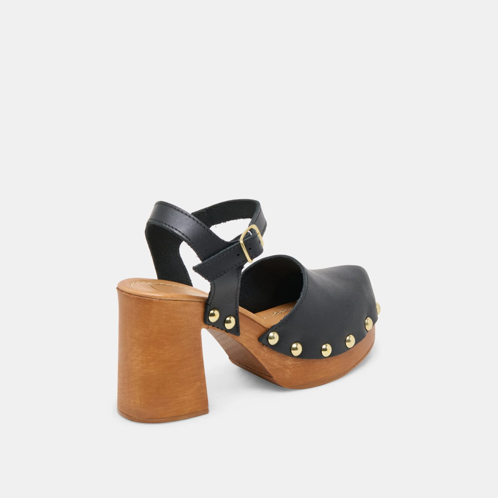 TALONS TRÈFLE EN CUIR NOIR