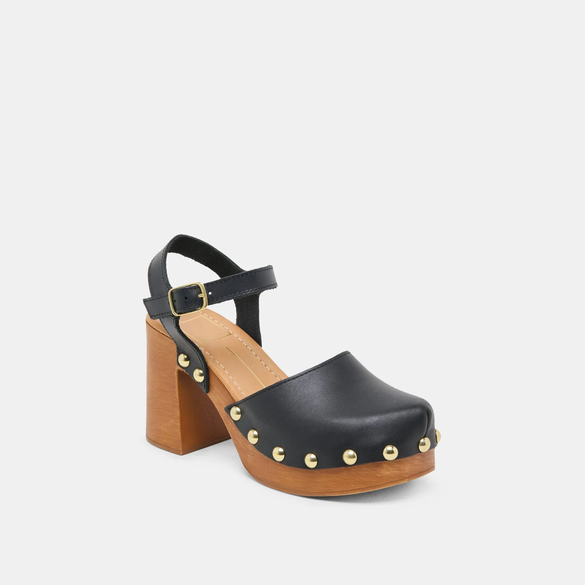 TALONS TRÈFLE EN CUIR NOIR