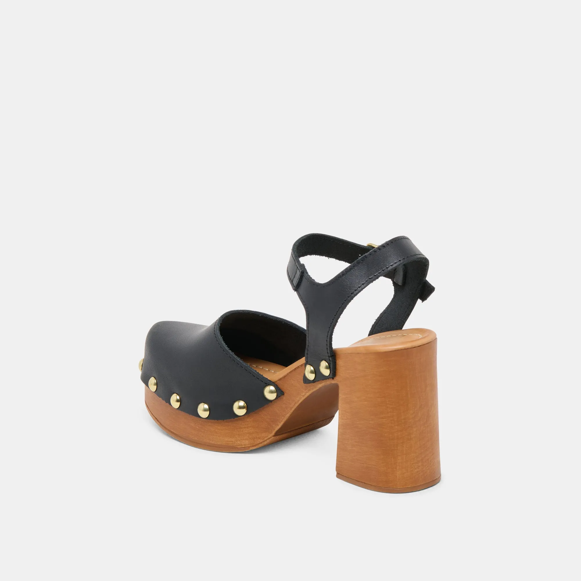 TALONS TRÈFLE EN CUIR NOIR