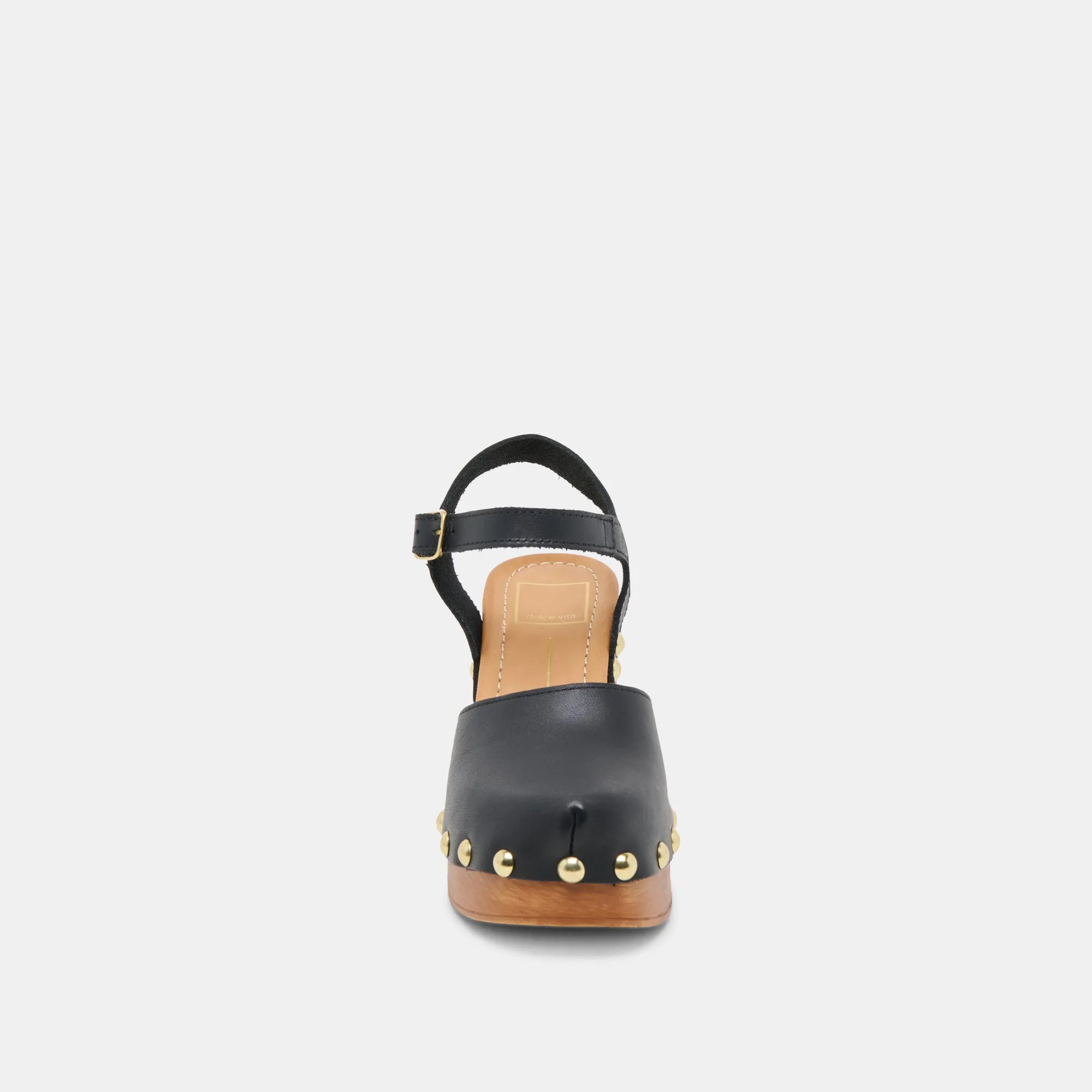 TALONS TRÈFLE EN CUIR NOIR