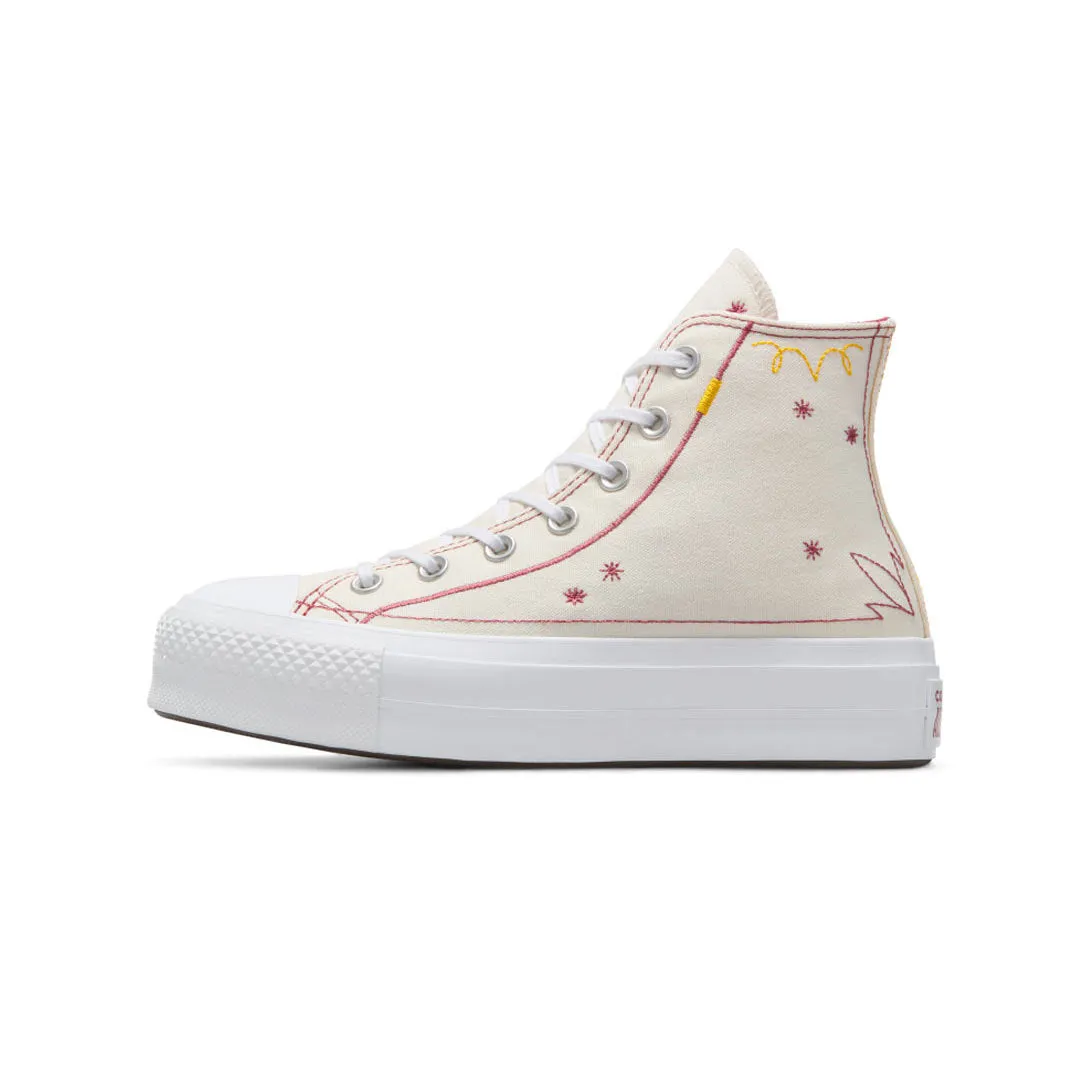 Converse - Chaussures montantes à plateforme pour femmes Chuck Taylor All Star avec surpiqûres western (A13395C)