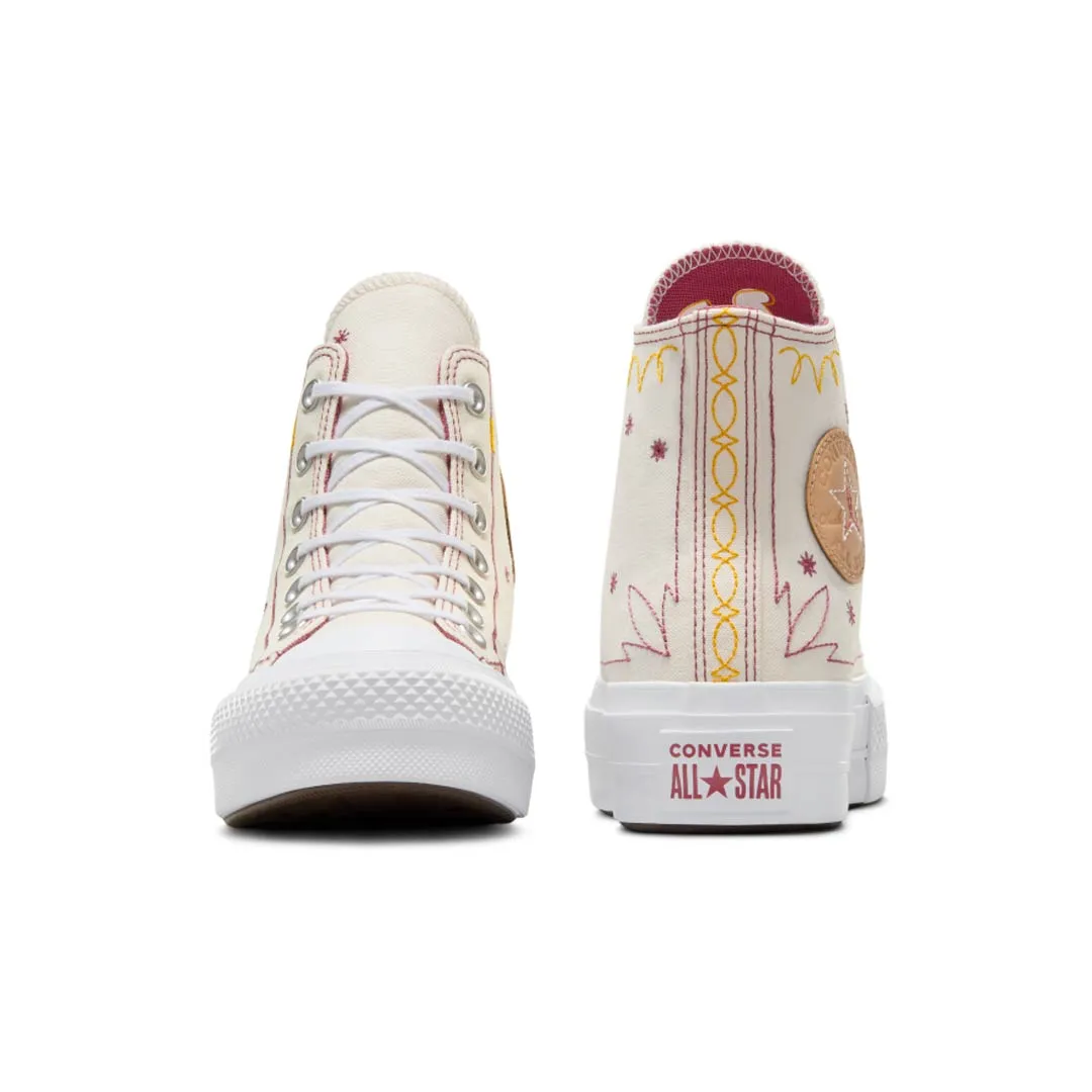 Converse - Chaussures montantes à plateforme pour femmes Chuck Taylor All Star avec surpiqûres western (A13395C)
