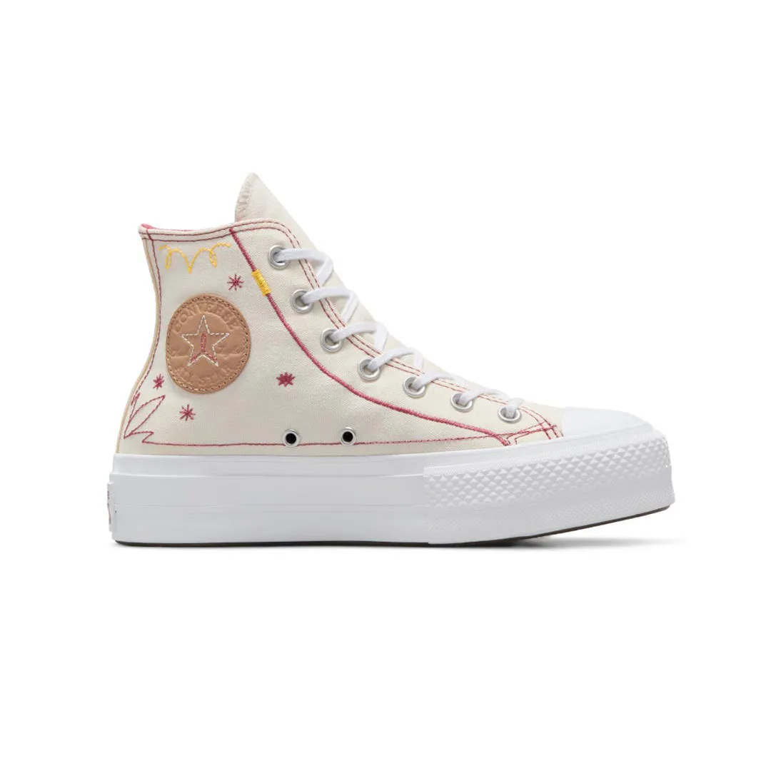 Converse - Chaussures montantes à plateforme pour femmes Chuck Taylor All Star avec surpiqûres western (A13395C)