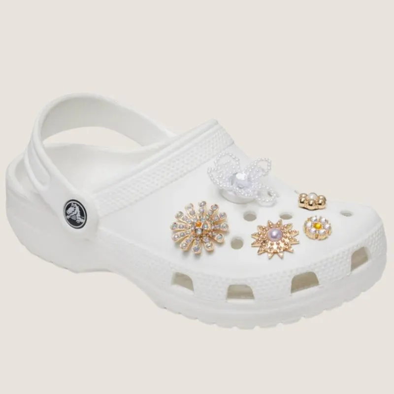 Crocs Élévées à Fleurs Gemmes - Lot de 5 Charmes Jibbitz pour Chaussures Crocs
