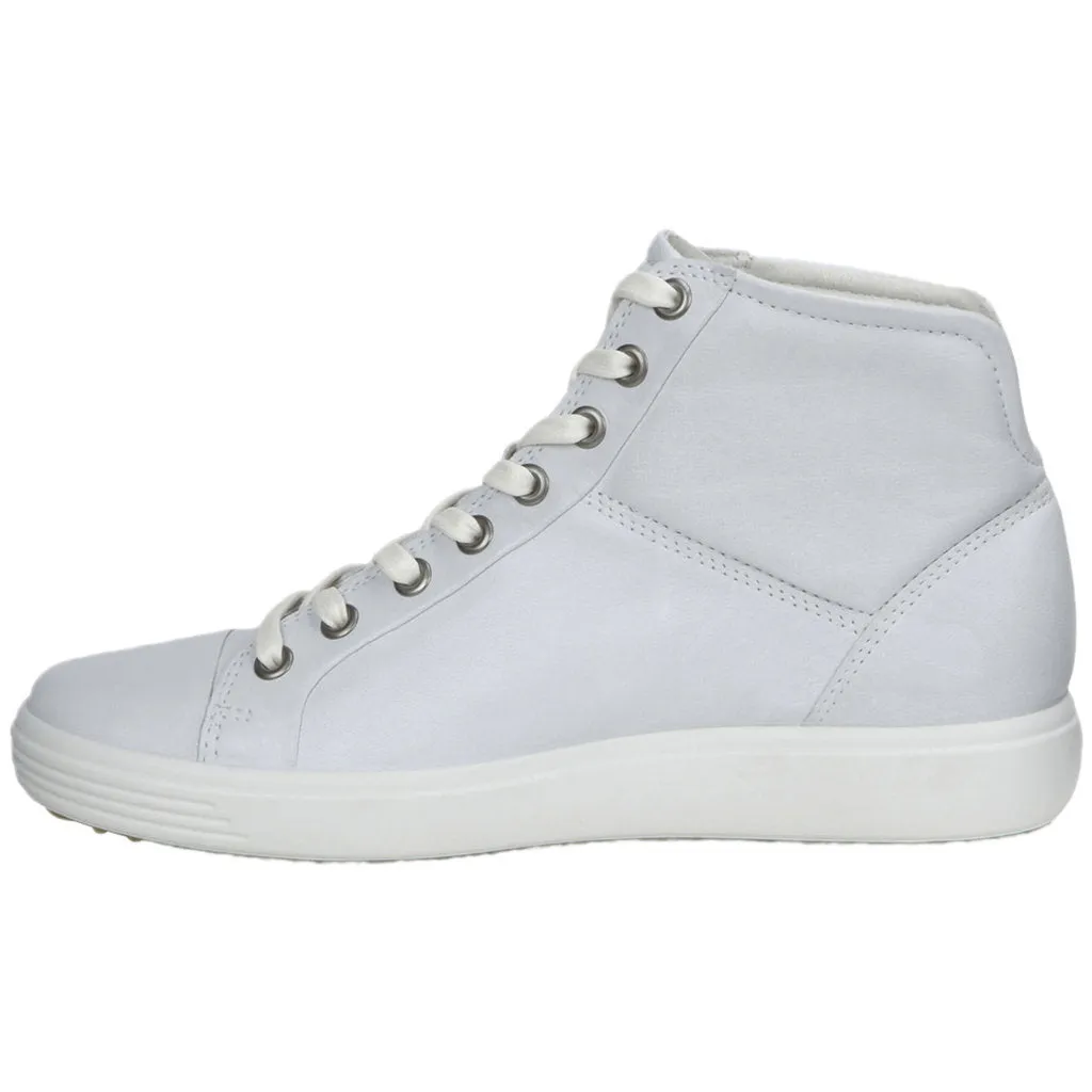 Ecco Soft 7 Chaussures de Sport Femme en Cuir Pleine Fleur à Lacets Hauts