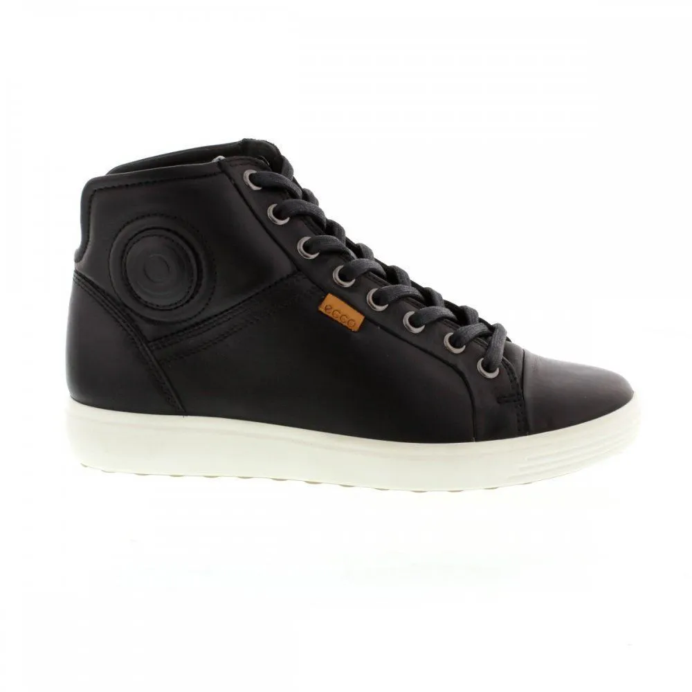 Ecco Soft 7 Chaussures de Sport Femme en Cuir Pleine Fleur à Lacets Hauts