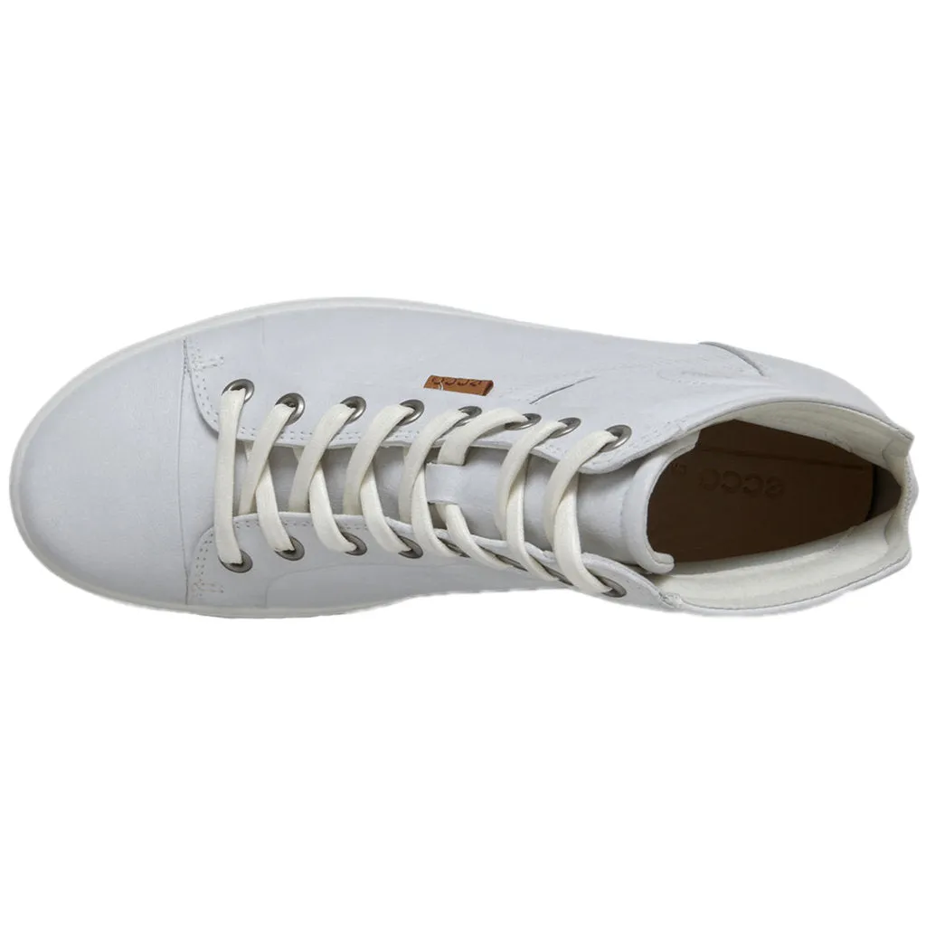 Ecco Soft 7 Chaussures de Sport Femme en Cuir Pleine Fleur à Lacets Hauts