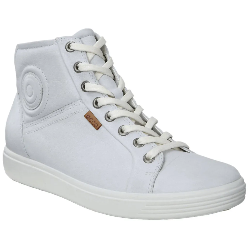 Ecco Soft 7 Chaussures de Sport Femme en Cuir Pleine Fleur à Lacets Hauts